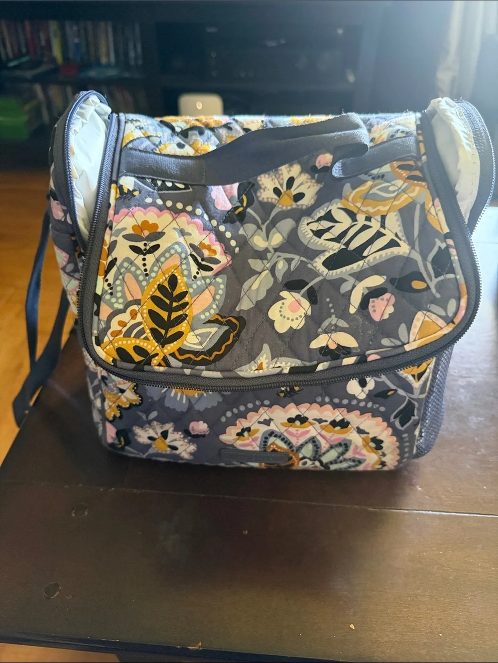 Vera Bradley Quilted Floral Insulated Lunch Bag - Gray/Yellow/Pink